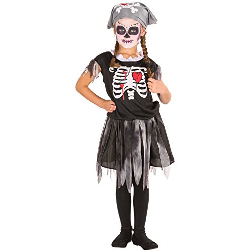 dressforfun Süßes Kinder Girlie Piraten Skelett Kostüm mit Kopfbedeckung (8-10 Jahre | Nr. 300002) von tectake