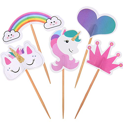 TecUnite 48 Stücke Einhorn Tasse Kuchen Toppers Regenbogen Herz Krone Kuchen Topper für Motto Party Geburtstag Kuchen Dekoration TecUnite 48 Stücke Einhorn Tasse Kuchen Toppers Regenbogen Herz Krone Kuchen Topper für Motto Party Geburtstag Kuchen Dekoration von TecUnite
