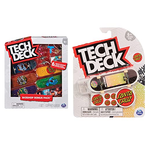 Tech Deck Sk8Shop Bonus Pack - Fingerboard-Set mit 6 authentischen Boards und Zubehör & 96 mm Boards, Fingerboards mit authentischen Skateboard-Designs und Zubehör - für Tricks und zum Sammeln von Tech Deck
