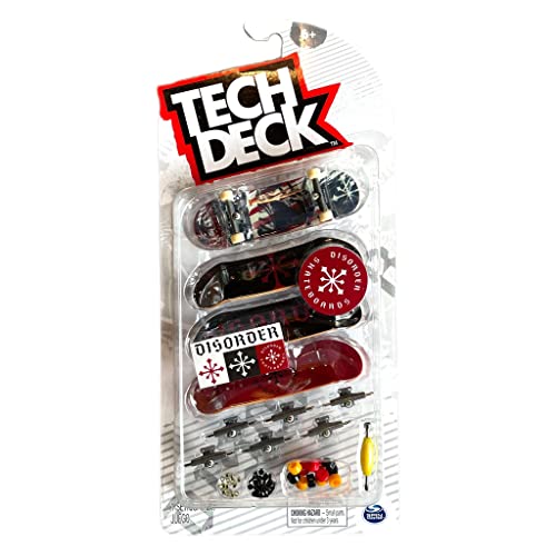 TECH DECK Sk8shop Bonus Pack Mini Finger Skateboard Multipack Serie 2022 (Disorder (4 Stück) von Tech Deck