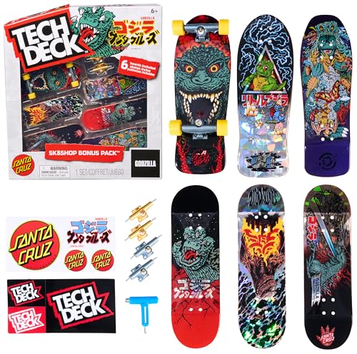 Tech Deck, Godzilla Sk8shop Fingerboard Bonus-Pack, Sammlerstück und anpassbare Mini-Skateboards, Kinderspielzeug ab 6 Jahren von Tech Deck