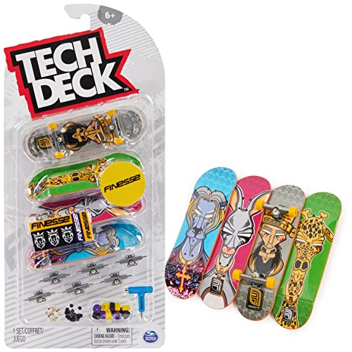 Tech Deck, Ultra-Deluxe Fingerboard 4er-Set, mit authentischer Skateboard-Grafik - zum Sammeln, Umbauen und für Coole Tricks, ab 6 Jahren von Tech Deck