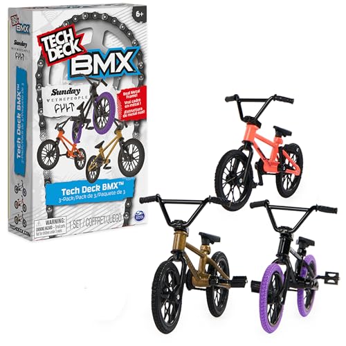 TECH DECK, BMX Fingerbike 3er-Pack, Sammlerstück und anpassbares Mini-BMX-Fahrradspielzeug für Sammler, Kinderspielzeug ab 6 Jahren (exklusiv bei Amazon) von Tech Deck