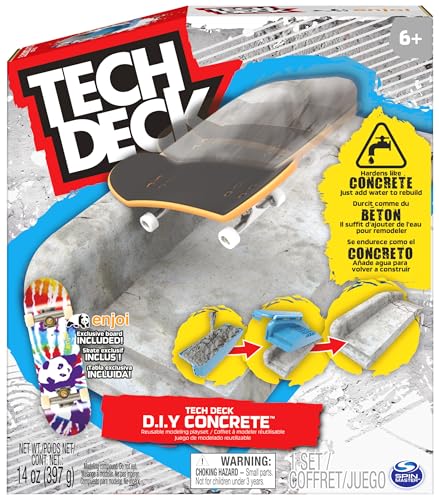 Tech Deck Concrete - Fingerboard-Rampe zum Selberbauen aus wiederverwendbarem Beton-Material, mit Fingerboard von Enjoi, ab 6 Jahren von Tech Deck