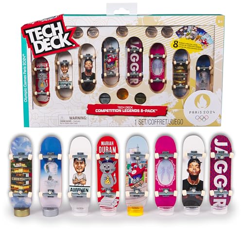 Tech Deck Competition Legends 8-Pack, Set mit 8 authentischen Fingerboards der olympischen Skate-Athleten in Paris 2024, 8 individuelle Board-Halter, 8 Athleten-Karten, ab 6 Jahren von Tech Deck