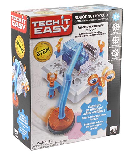 Tech it Easy DES18400 nettoyeur Reinigungsroboter, STEM Bausatz für eine Roboter mit Staubsauger, Mint Baukasten mit Elektronikbauteilen, Konstruktionsbaukasten für Kinder ab 8 Jahre, weiß von Tech it Easy