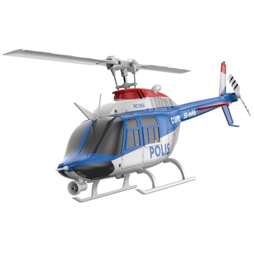 TechSpieler C138PRO Bell 206 1/33 RC Hubschrauber, 2.4 GHz 6 Kanäle Flybarless Einrotorig Mit One-Touch-Inverted-Flight-Funktion, Ferngesteuerter Hubschrauber Als Geschenk (RTF/Polizeilackierung) von TechSpieler