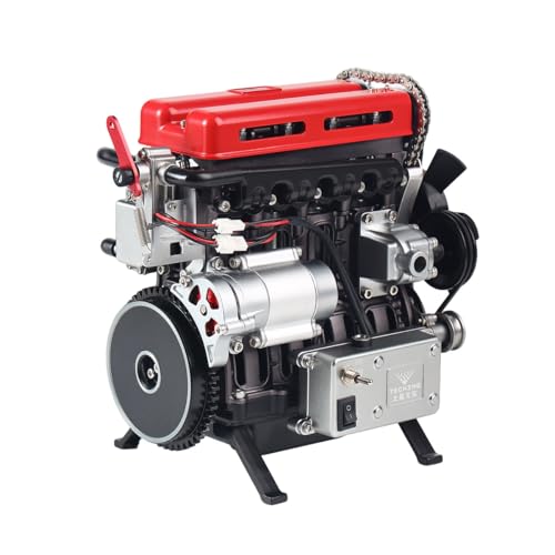 TechSpieler TurboMotor Modell, 3D Metall Bausatz für Reihenvierzylinder L4 Motor, DIY Puzzle Bausatz Lehrreiches Sammlerstück Kreatives Geschenk (364+Teilen/Blau) von TechSpieler