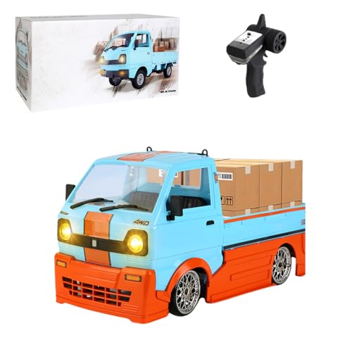 TechSpieler WPL D14 1/10 RC Truck, 2,4 GHz 4WD Mini-Fernsteuerungs-Geländewagen Mit 8 Mikro-Kartons Und 2 Batterien, RC Lastwagen Geschenk Für Fahrzeugbegeisterte (Full Cage Edition) von TechSpieler