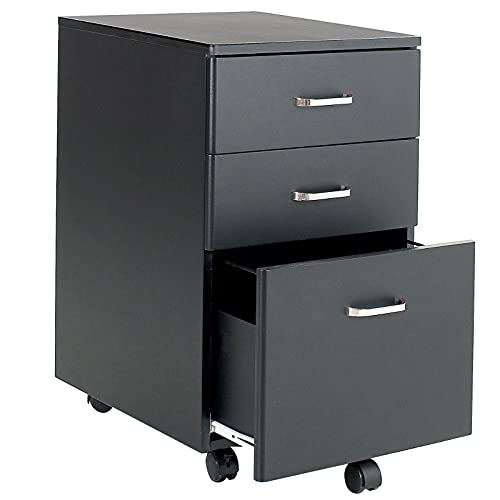 3-Drawer Mobile File Cabinet Black von Techly