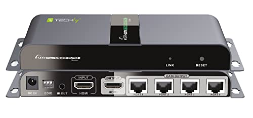 Techly IDATA EX-HL41TY Con su Cavo Cat. 6 fino a 40m HDMI 1x4 Extender/Splitter mit IR über RJ45 50m, schwarz von Techly