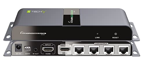 Techly IDATA EX-HL41TY Con su Cavo Cat. 6 fino a 40m HDMI 1x4 Extender/Splitter mit IR über RJ45 50m, schwarz von Techly