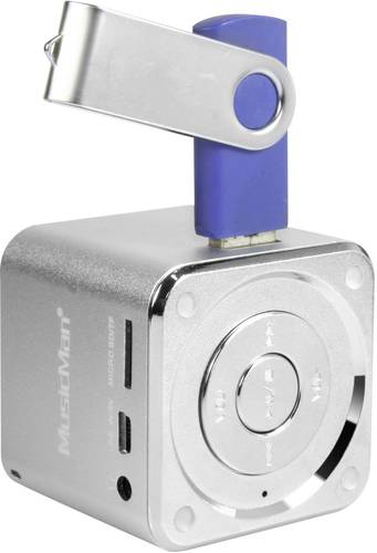 Technaxx Mini Lautsprecher MusicMan Mini AUX, SD, USB Silber von Technaxx