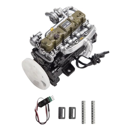 1/10 Skala Harz Motor Modell, Diesel Inline Vier-Zylinder Funktions Vintage Diesel Motor für RC Crawler (Green) von TechnixLabz