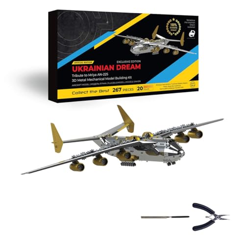 AN-225 Flugzeugmodellbausatz, 3D-funktionales Bewegliches Metallpuzzle-Flugzeug, Sammlerstück Für Den Schreibtisch Für Luftfahrtliebhaber (267 Teile) von TechnixLabz