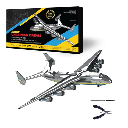 AN-225 Flugzeugmodellbausatz, 3D-funktionales Bewegliches Metallpuzzle-Flugzeug, Sammlerstück Für Den Schreibtisch Für Luftfahrtliebhaber (270 Teile) von TechnixLabz