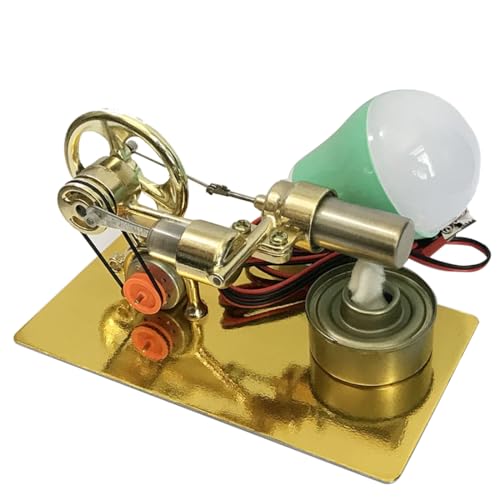 Golden Stirlingmotor Modell, Goldener Einzylinder Motor Kleiner Wissenschafts Experimentierkasten mit zufällig ausgewählter Lampenfarbe Golden Stirlingmotor Modell, Goldener Einzylinder Motor Kleiner Wissenschafts Experimentierkasten mit zufällig ausgewählter Lampenfarbe von TechnixLabz