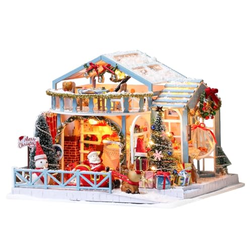 Mini Weihnachtshaus Puzzle, Weihnachten Schneenacht DIY-Modellbausatz Winterlandschaft-Spieluhr Mit Glasabdeckung, Tischdekoration & Handgefertigtes Puzzle-Geschenk Für Die Feiertage (200+ Teile) von TechnixLabz