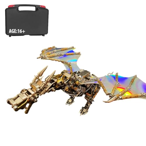TechnixLabz 3D Metallpuzzle, Mechanischer Drache DIY Montage Modell Steampunk Kreatur Drachen Modell Bausatz Kreative Ornamente (600+Teile) von TechnixLabz