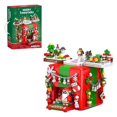 TechnixLabz Christmas Surprise Box Building Blocks Set, Mit Weihnachtlichen Elementen Elch, Schneeflocken, Schleifen, Süßigkeiten, Socken, Glocken, Freunde (Lights and Sound/1100PCS) von TechnixLabz