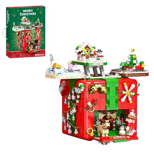 TechnixLabz Christmas Surprise Box Building Blocks Set, Mit Weihnachtlichen Elementen Elch, Schneeflocken, Schleifen, Süßigkeiten, Socken, Glocken, Freunde (Lights and Sound/1873PCS) von TechnixLabz