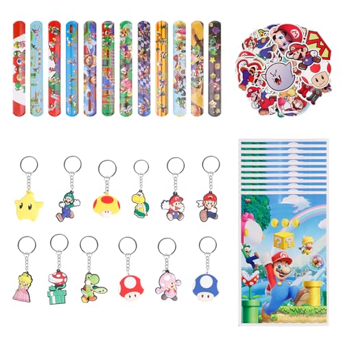 Techpinmin Kindergeburtstag Geburtstag Mitgebsel, 84 PCS Super Party Deko 12 Schlüsselschnalle 12 Slap Armbänder 10 Geburtstagstüten und 50 Aufkleber Geburtstag Deko für Kinder Techpinmin Kindergeburtstag Geburtstag Mitgebsel, 84 PCS Super Party Deko 12 Schlüsselschnalle 12 Slap Armbänder 10 Geburtstagstüten und 50 Aufkleber Geburtstag Deko für Kinder von Techpinmin