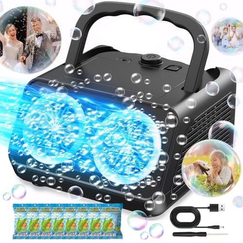 Tecnock Seifenblasenmaschine zum Einstecken, automatischer Seifenblasengebläse 20.000+ Blasen pro Minute, Upgrade-Bubble-Maker für Kinder und Kleinkinder, tragbarer Seifenblasenmacher mit 2 Tecnock Seifenblasenmaschine zum Einstecken, automatischer Seifenblasengebläse 20.000+ Blasen pro Minute, Upgrade-Bubble-Maker für Kinder und Kleinkinder, tragbarer Seifenblasenmacher mit 2 von Tecnock