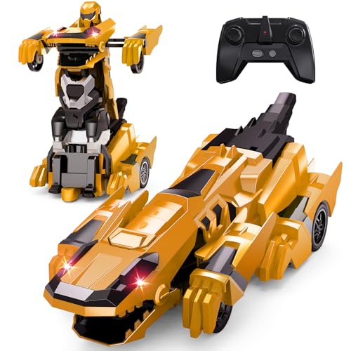 Tecnock 2025 Wiederaufladbares Ferngesteuertes Dinosaurier Auto 2,4 GHz mit EIN-Knopf-Transformation, 360°Drehung, Roboterauto Spielzeug mit LED-Lichtern Geschenk für 4-12 Jungen/Mädchen Gelb Tecnock 2025 Wiederaufladbares Ferngesteuertes Dinosaurier Auto 2,4 GHz mit EIN-Knopf-Transformation, 360°Drehung, Roboterauto Spielzeug mit LED-Lichtern Geschenk für 4-12 Jungen/Mädchen Gelb von Tecnock