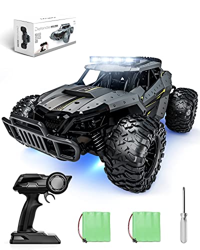 Tecnock Ferngesteuertes Auto 1:16 mit Scheinwerfer und Fahrgestellbeleuchtung, All Terrain Off Road RC Monstertruck 2,4GHz Spielzeug, 2 Akku für 70 Min. Laufzeit - Geschenk für Erwachsene Kinder von Tecnock