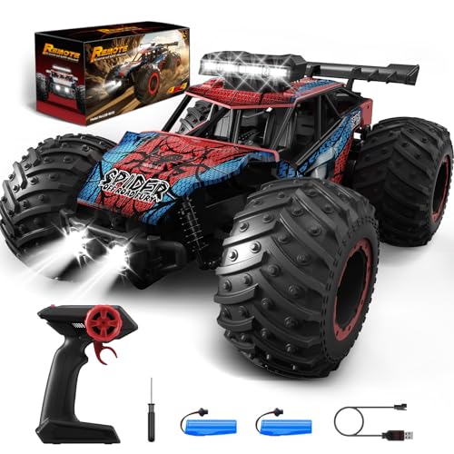 Tecnock Ferngesteuertes Auto, Geländegängiger 1:20 RC Truck, Wiederaufladbares RC Auto mit LED,10 KM/H, 2,4 GHz Geschwindigkeits Freundlich, Stabil, 2 Akku für 50 Min Auto für Jungen Kinder Anfänger von Tecnock