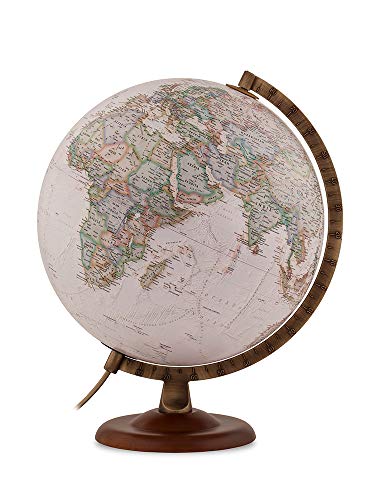 National Geographic – Globus-Walnuss und Metall, beleuchtet, in italienischer Sprache, 30 cm, Sepia (mapiberia Gold Executive) von Tecnodidattica