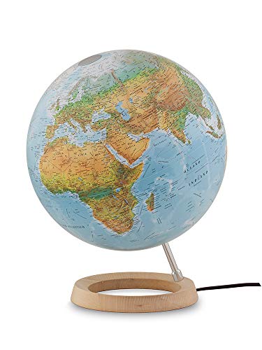 TECNODIDATTICA Globus Atmosphere FC2, drehbar, leuchtend, Sockel aus Ahorn, Kartographie/Politik, Durchmesser 30 cm von Tecnodidattica