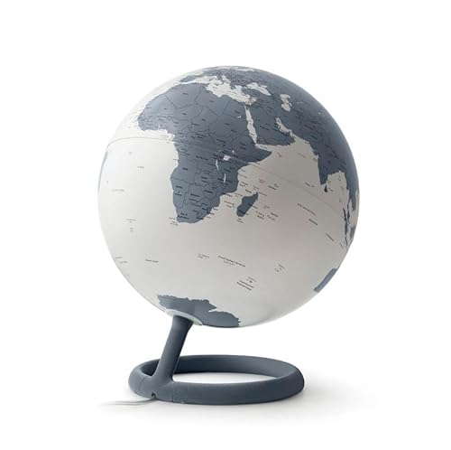Tecnodidattica Atmosphere Evolve Velvet Pirite Globus im skandinavischen Design mit Farblampe, politische Kartographie in englischer Sprache, Durchmesser 30 cm, hergestellt in Italien von Tecnodidattica