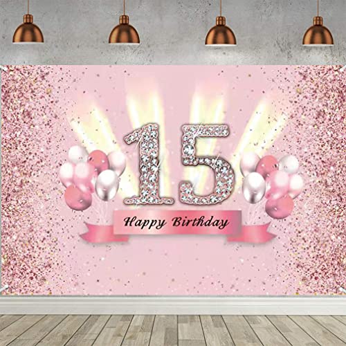 15. Geburtstag Deko für Mädchen, 15 Geburtstag Banner Hintergrund, 15. Geburtstagsparty Stoff Schild Poster, 15 Geburtstagsbanner Wand / Tisch Dekoration Plakat, Glitzern Rosa 15. Geburtstag Deko für Mädchen, 15 Geburtstag Banner Hintergrund, 15. Geburtstagsparty Stoff Schild Poster, 15 Geburtstagsbanner Wand / Tisch Dekoration Plakat, Glitzern Rosa von Tecreo