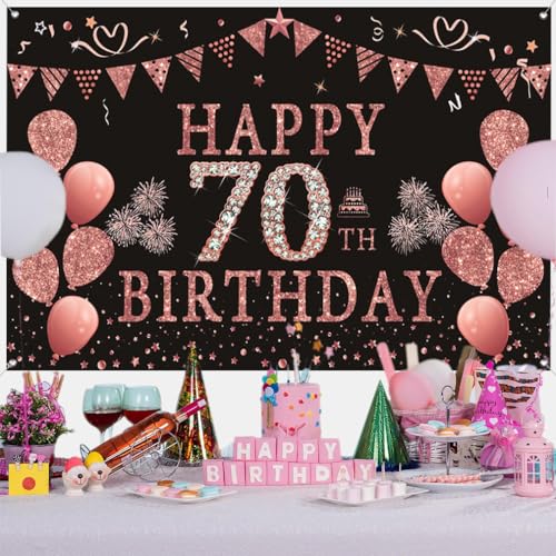 70. Geburtstag Deko für Frauen, Rosa Glitzer Flecken Stoff Schild Plakat Geburtstag Party Dekoration Hintergrund Banner Frau, 70 Geburtstagsfeier Deko 70. Geburtstag Deko für Frauen, Rosa Glitzer Flecken Stoff Schild Plakat Geburtstag Party Dekoration Hintergrund Banner Frau, 70 Geburtstagsfeier Deko von Tecreo
