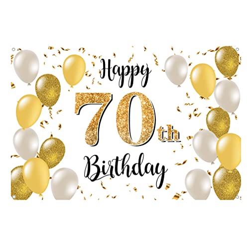 70. Geburtstag Deko für Männer / Damen, 70 Geburtstag Stoff Schild Plakat, 70. Jubiläumsparty Hintergrund Banner, Geburtstagsdeko Weiß und Gold, 1,5m 70. Geburtstag Deko für Männer / Damen, 70 Geburtstag Stoff Schild Plakat, 70. Jubiläumsparty Hintergrund Banner, Geburtstagsdeko Weiß und Gold, 1,5m von Tecreo