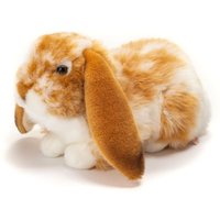 Teddy Hermann 93791 - Hase, Widder-Kaninchen hellbraun-weiß/gescheckt, 30 cm, liegend, Plüschtier von Teddy-Hermann