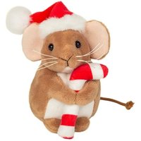 Teddy Hermann 946168 - Weihnachtsmaus mit Zuckerstange, 11 cm, Plüschtier von Teddy Hermann