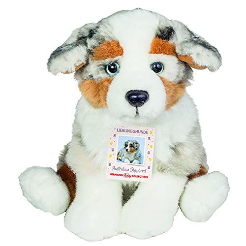 Teddy Hermann 91935 Hund Australian Shepherd Welpe 22 cm, Kuscheltier, Plüschtier, Sonderedition Lieblingshunde mit recycelter Füllung von Hermann Teddy