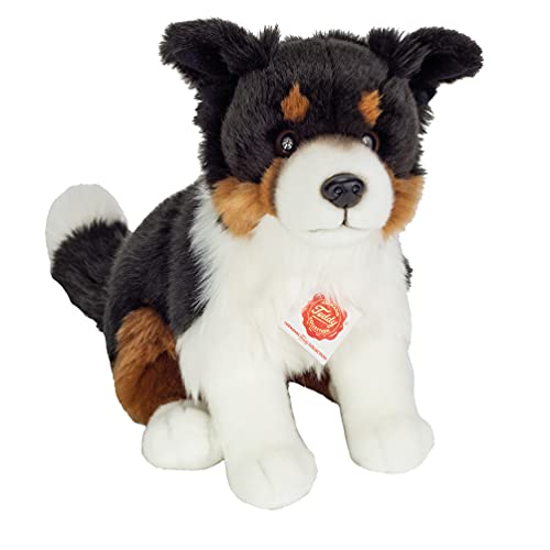 Teddy Hermann 91956 Hund Border Collie Tri-Color sitzend 30 cm, Kuscheltier, Plüschtier mit recycelter Füllung von Hermann Teddy