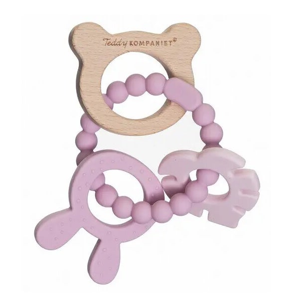 Teddykompaniet  Silikon &  Holz Beißring, Altrosa von Teddykompaniet