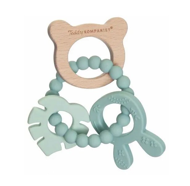 Teddykompaniet Silikon & Holz Beißring, Linden Flower Green Teddykompaniet Silikon & Holz Beißring, Linden Flower Green von Teddykompaniet