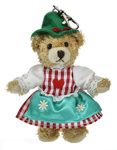 Schlüsselanhänger Teddybär Tracht sie mit Hut beige 10cm Plüschteddybär von Teddys Rothenburg