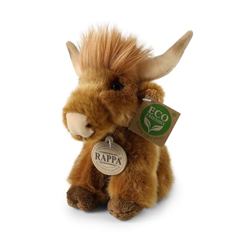Teddys Rothenburg Kuscheltier Hochlandrind sitzend Dunkelbraun 16 cm Plüschrind Plüschtier von Teddys Rothenburg