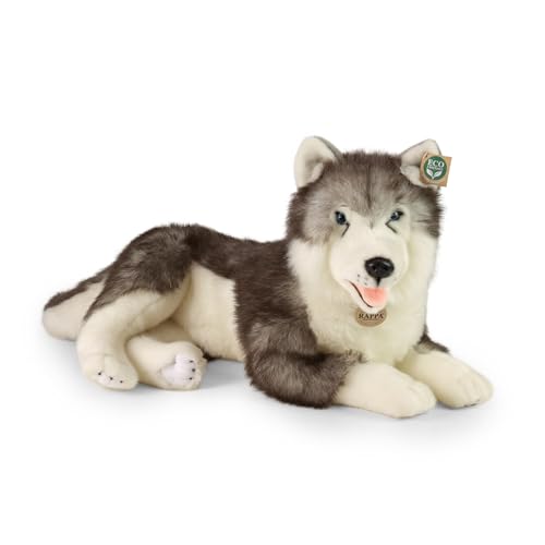 Teddys Rothenburg Kuscheltier Husky grau-weiß liegend 60 cm Hund Plüschhusky Plüschtier von Teddys Rothenburg
