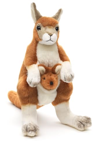 Teddys Rothenburg Kuscheltier Känguru mit Baby braun/weiß 25 cm Plüschkänguru von Teddys Rothenburg