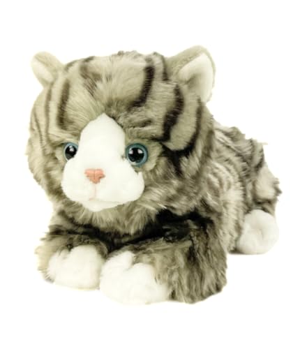 Teddys Rothenburg Kuscheltier Katze liegend grau getigert 25 cm Plüschkatze Plüschtier von Teddys Rothenburg