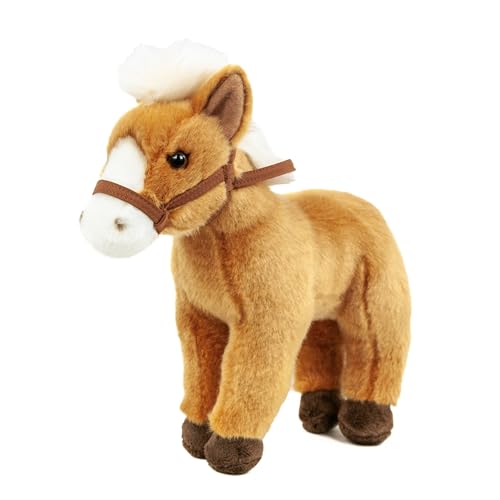 Teddys Rothenburg Kuscheltier Pferd braun/weiß 30 cm stehend mit Zügel und Halfter Plüschpferd Plüschtier von Teddys Rothenburg