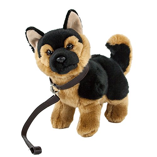 Teddys Rothenburg Kuscheltier Schäferhund mit Leine stehend braun/schwarz 23 cm Plüschschäferhund von Teddys Rothenburg