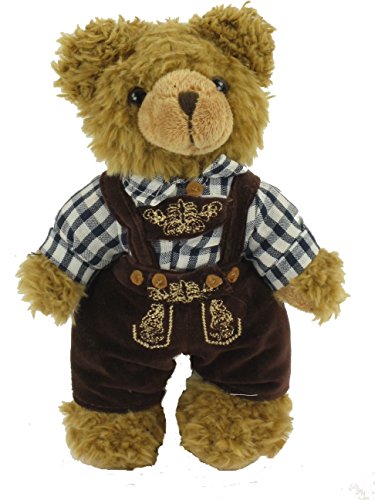 Teddys Rothenburg Trachten-Teddybär, 22cm, stehend, braun/blau, Plüschteddybär mit Lederhose von Teddys Rothenburg